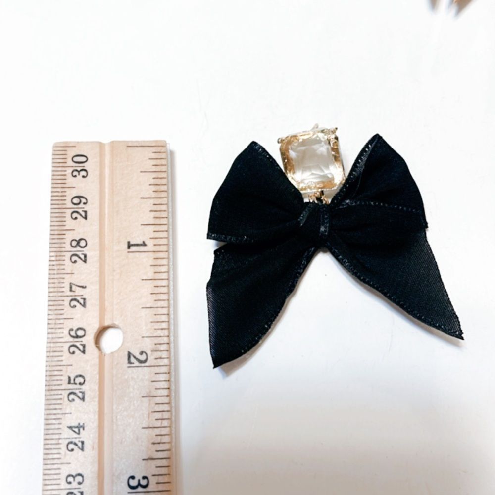 Black mesh bow earrings #594 - Picture 5 of 6